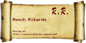 Resch Rikarda névjegykártya
